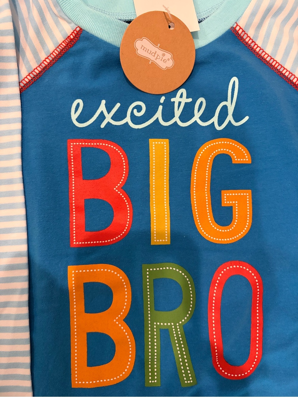 Mud Pie Blue 'Excited Big Bro' Long Sleeve Tee